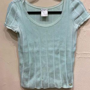 Chanel cotton knit tee with Cc embellishment